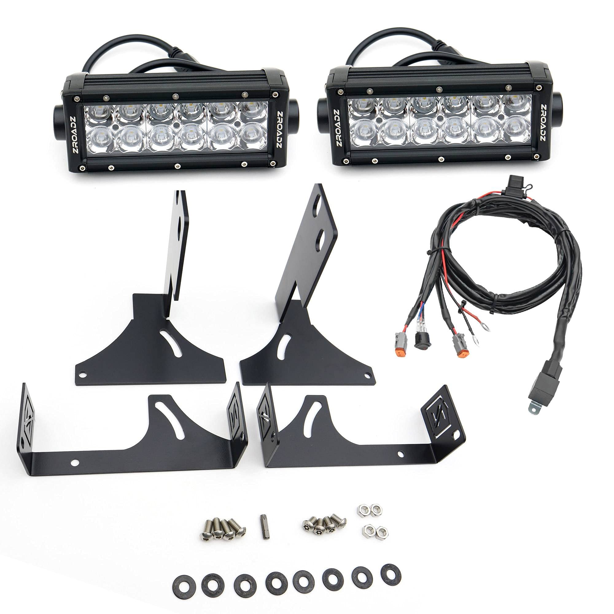ZROADZ LED Mounting Bracket & Kit Under Rear Bumper - Compatible w/ 2008-2016 Ford F-250, F-350, F-450, F-550 - with (2) 6 Inch ZROADZ LED Lights (Included) with Wiring Harness - PN Z385461-KIT, Black