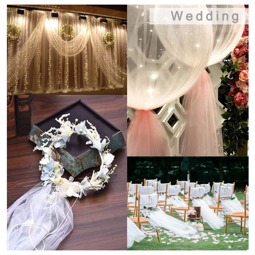 50 Yards JEWELEADER Glitter Tulle Rolls 6" Wide Organza Netting Fabric Spool Ribbon Gold and Silver for Wedding Party Christmas Decoration Making Table Tutu Skirt Chair Sashes Bow 25 Yards Each Roll