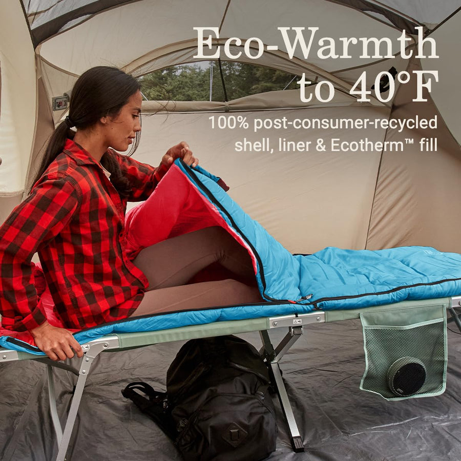 Coleman 30/40/50°F Flatlands Sleeping Bag, Made from 100% Recycled Material, Big & Tall Options, Cool-Weather Sleeping Bag for Camping, Sleepovers, Guests & More