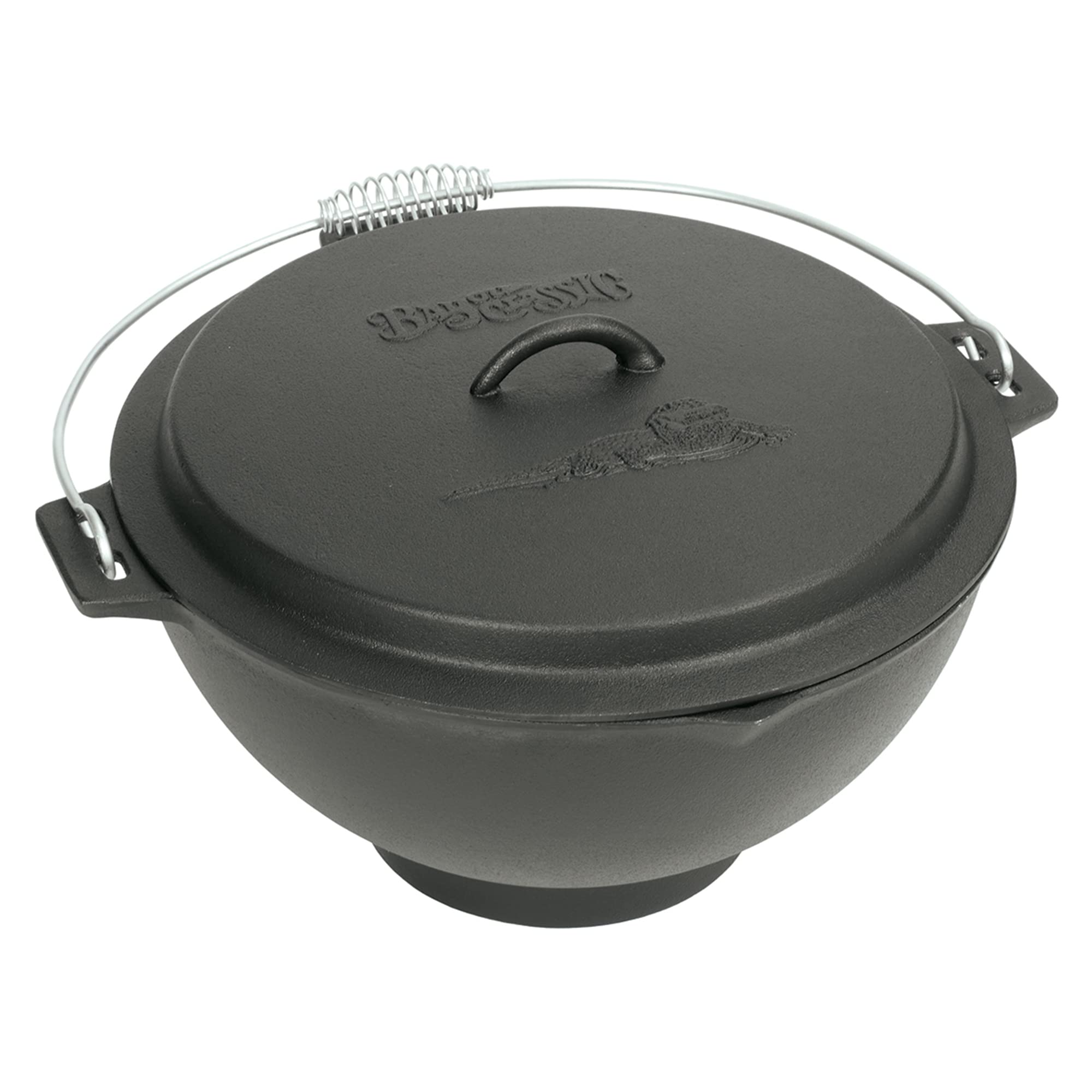Bayou Classic 7419 Cast Iron 3-gal Jambalaya Kettle w/ Lid Features Coil Wire Handle Domed Lid Perfect For Traditional New Orleans Gumbo Etouffee Jambalaya and For Simmering Batches of Chili Soup Stew