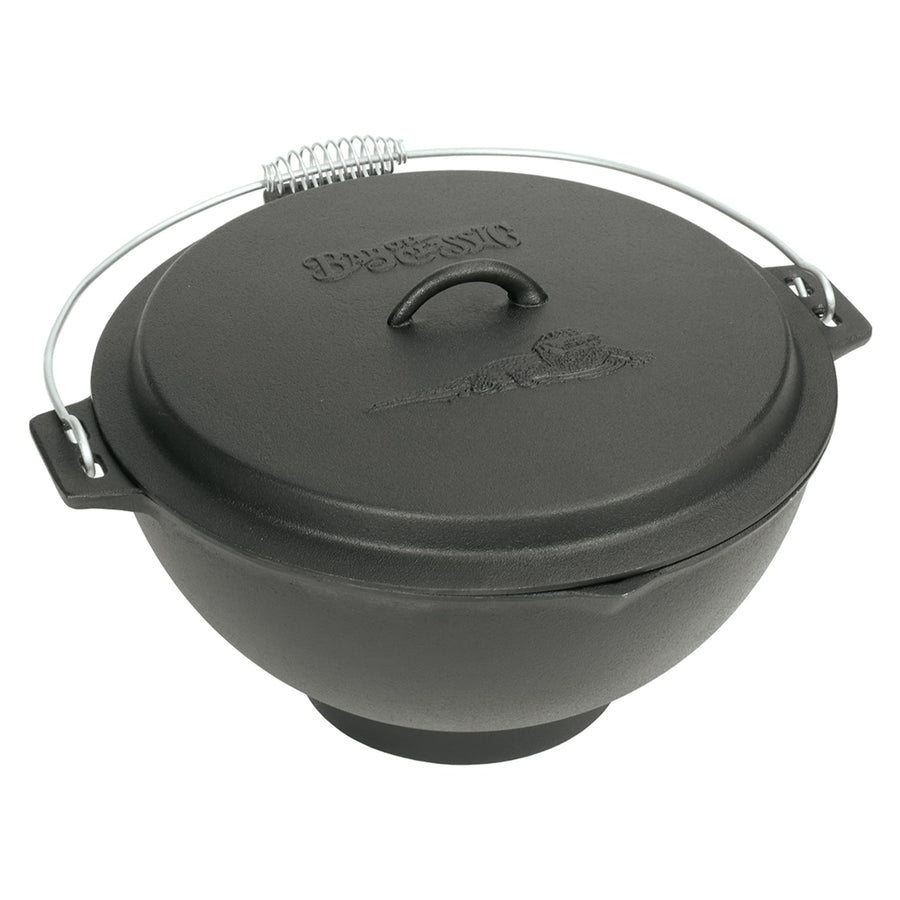 Bayou Classic 7419 Cast Iron 3-gal Jambalaya Kettle w/ Lid Features Coil Wire Handle Domed Lid Perfect For Traditional New Orleans Gumbo Etouffee Jambalaya and For Simmering Batches of Chili Soup Stew