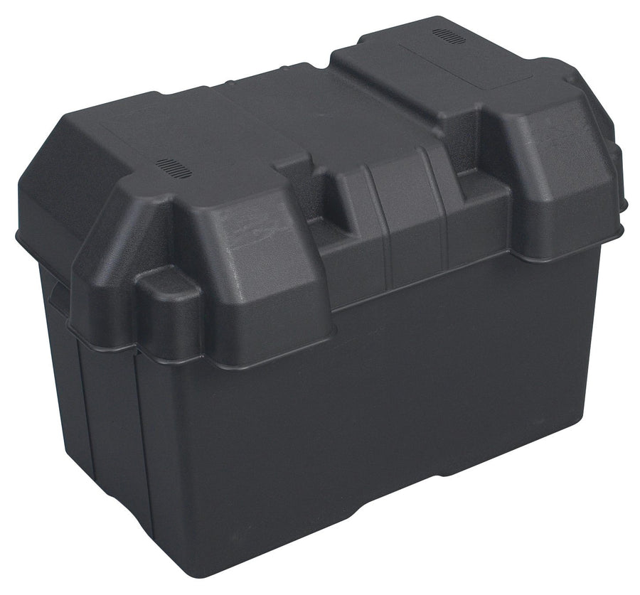 Marine Battery Box Moeller Marine Injection-Molded (One 27, 30 or 31-Series Battery, 13.44" x 7.75" x 10.5"), Black (42214)