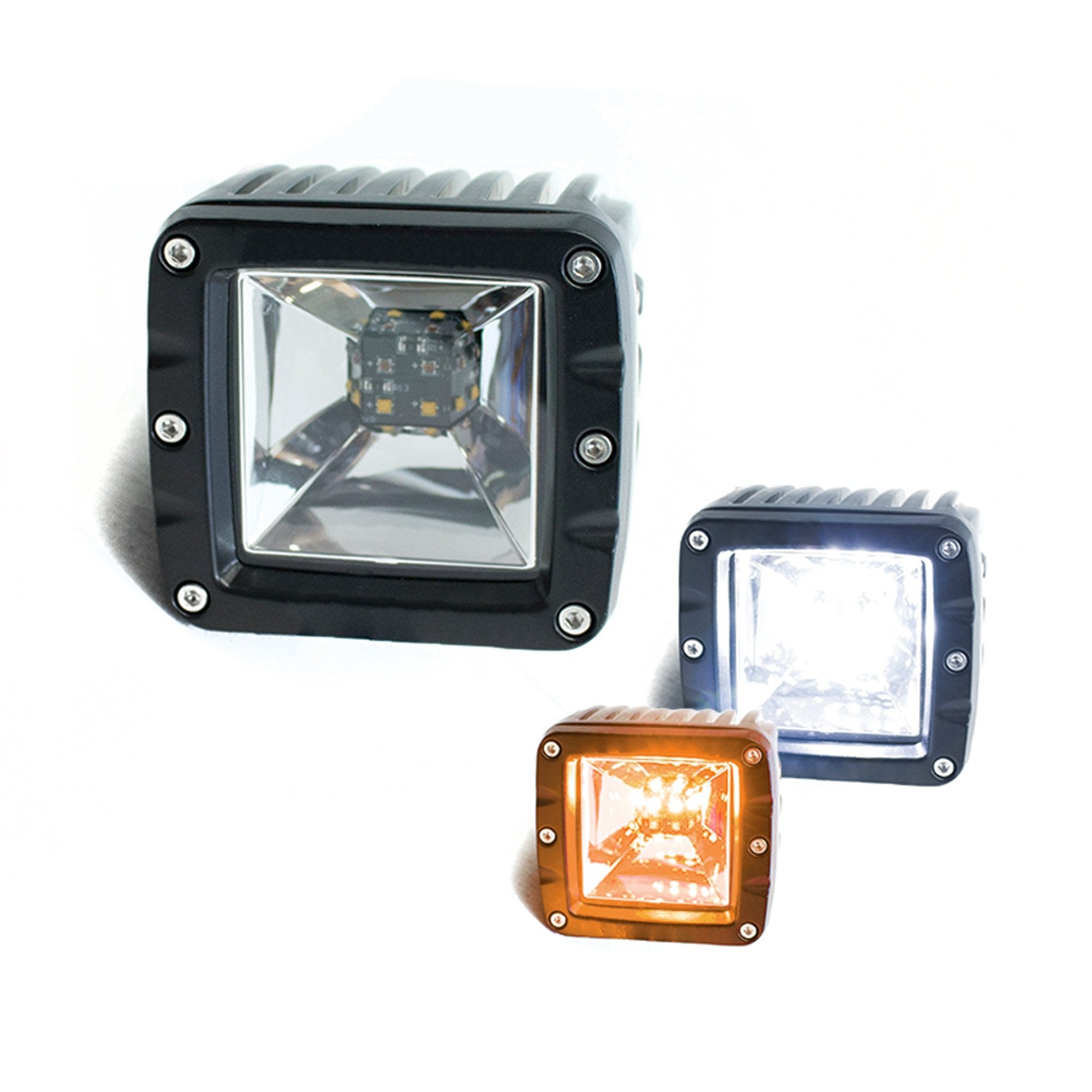 Race Sport Lighting 2-Function Forward light LED Cube style - White/Amber - White Hi-Power Fog/Amber Turn Signal