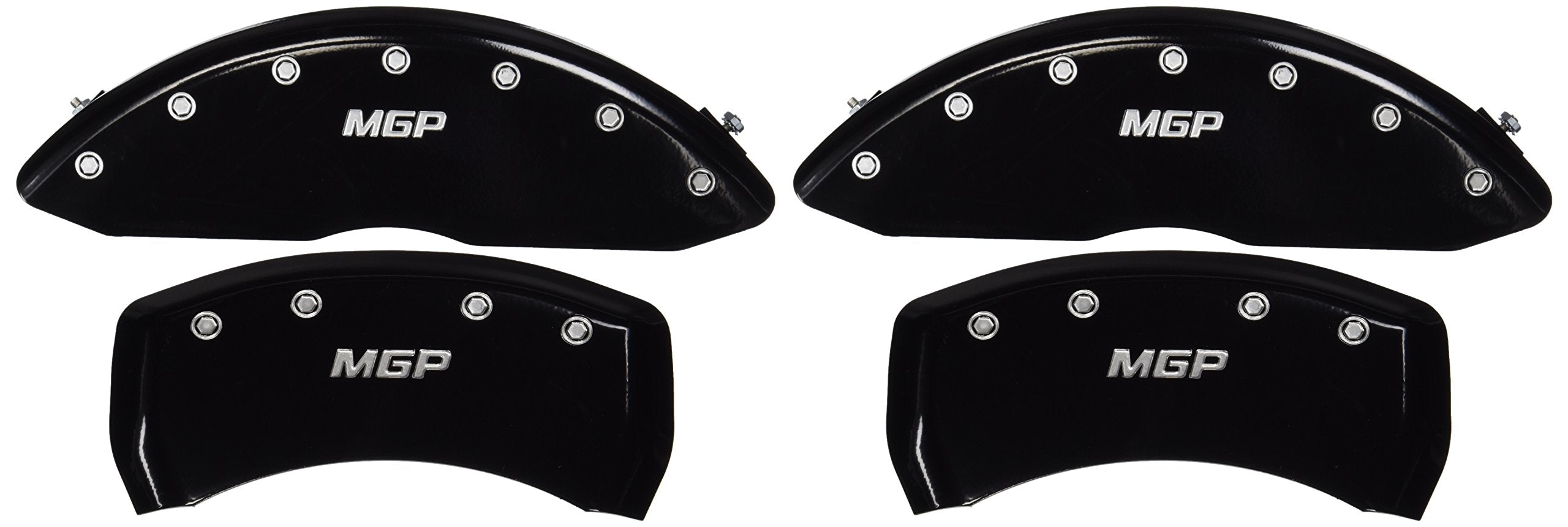 MGP 'MGP' Engraved Caliper Covers 22073SMGPBK with Black Powder Coat Finish and Silver Characters, (Set of 4)