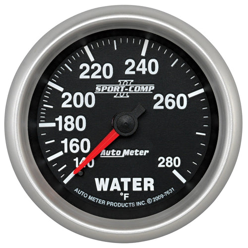 Auto Meter Sport-Comp II 2-5/8" 140-280 Degree F Mechanical Water Temperature Gauge