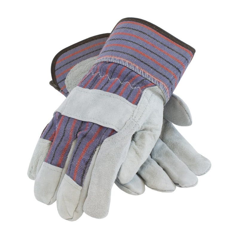 PIP 85-7500 Shoulder Split Cowhide Leather Palm Glove Economy Grade with Fabric Back - Starched Safety Cuff - 12 Pairs