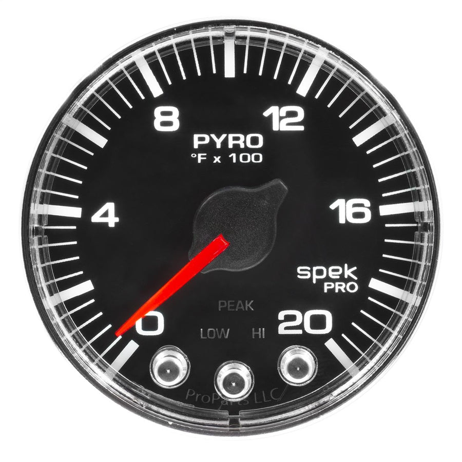 AutoMeter P310318 Pyrometer Gauge (EGT) (Spek-Pro 2 1/16", 2000ºf, Stepper Motorwith Peak & Warn, Blk/Chrm, Spek-Pro)