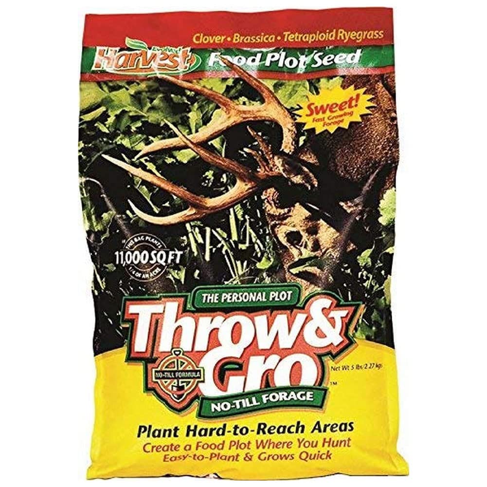 Throw & Gro EVOLVED HARVEST No-Till Forage for Deer - Easy-to-Plant Fast-Growing Food Plot Seeds, 5 Lbs