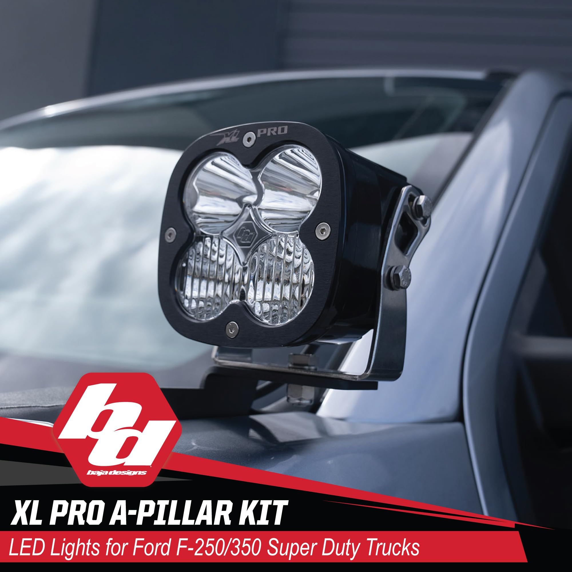 Baja Designs A-Pillar Light Kit XL Pro for Ford Super Duty Truck 23-On with 2 Lights, Upfitter Harness and Mounting Accessories