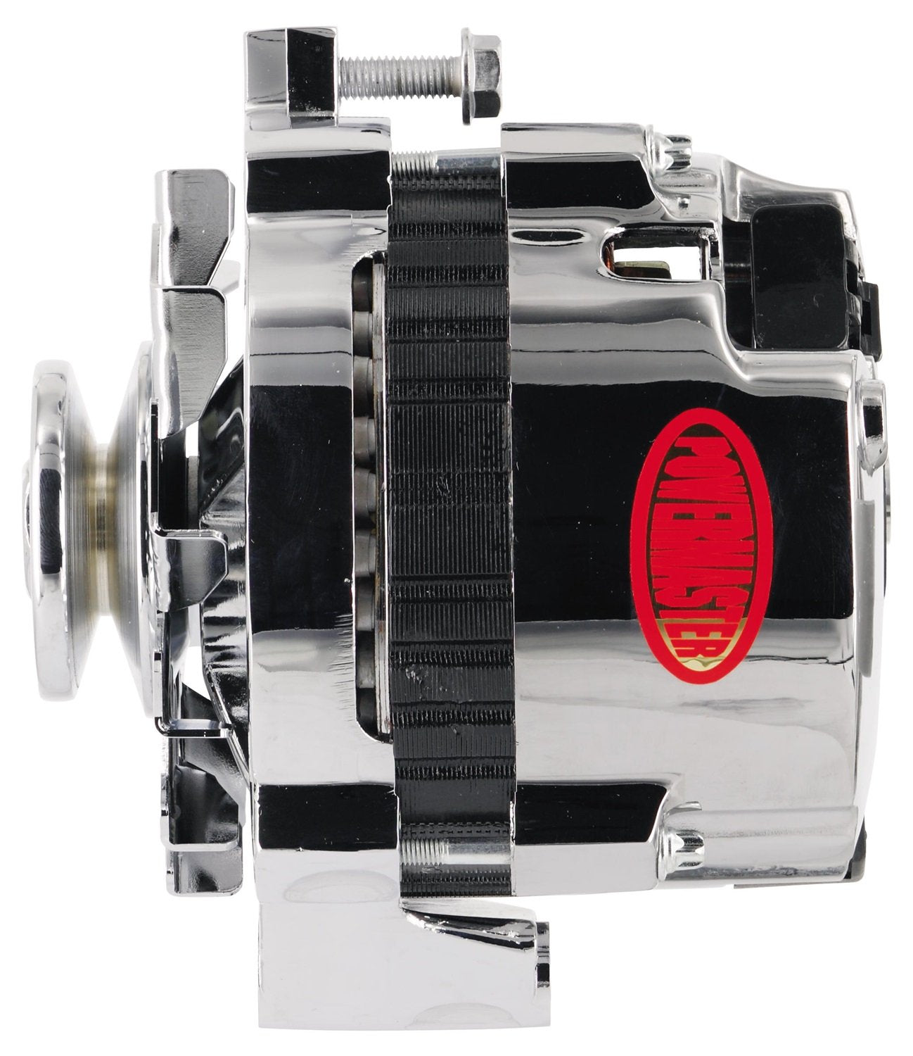 Alt GM CS130 Chrome 105A Powermaster 1V Pulley Str MTG 6.14" Side BAT Post 1-Wire or OE Hookup