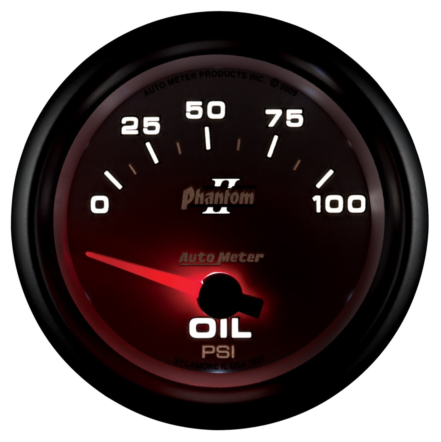 Auto Meter Phantom II 2-5/8" 0-100 PSI Short Sweep Electric Oil Pressure Gauge 7827