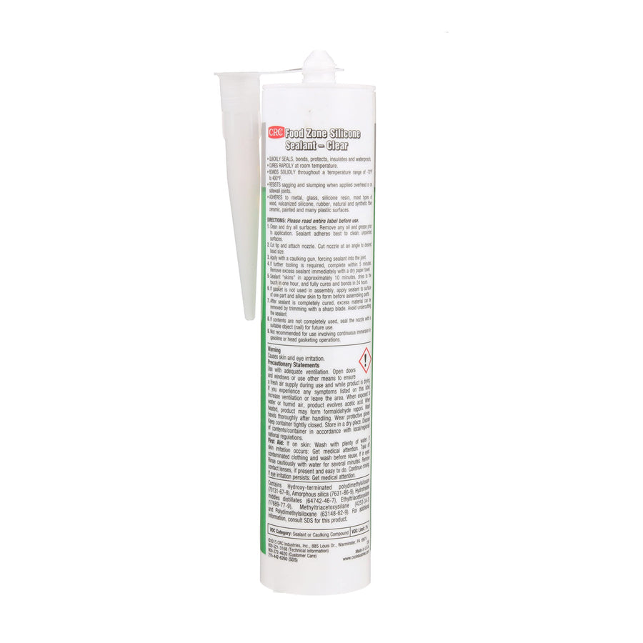 Food Zone CRC Silicone Sealant 14083 – 10.1 FL Oz., Clear Silicone Seal for Bonding, Waterproofing Applications