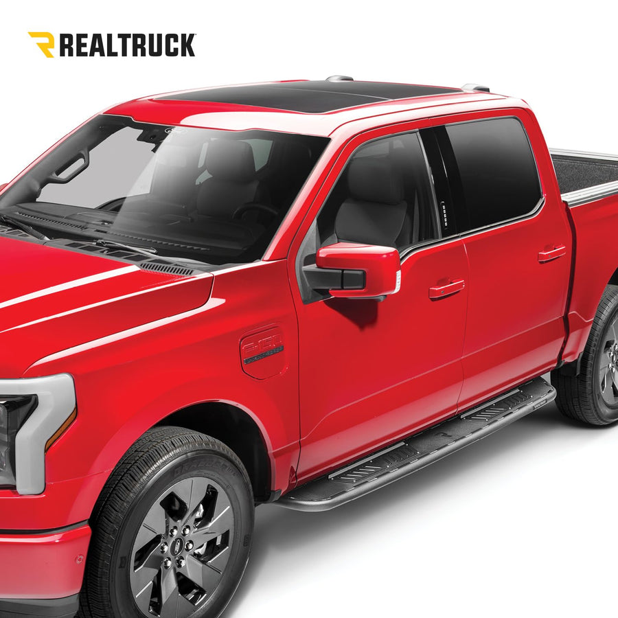 Roan Running Boards for RAM | RealTruck, Extra Large 5.5" Step Plate, Textured Black | NBD19CC-TX | Fits 2019 - 2025 Dodge Ram 1500 Crew Cab