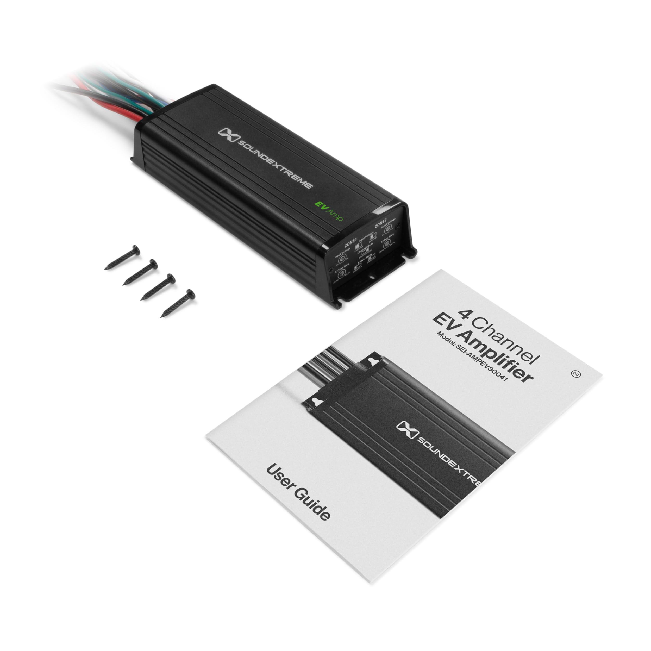 4-Channel SoundExtreme by ECOXGEAR Marine Grade Compact EV High Definition Amplifier 750W Peak Output Waterproof Dustproof for 36V to 72V Electric Vehicles Only