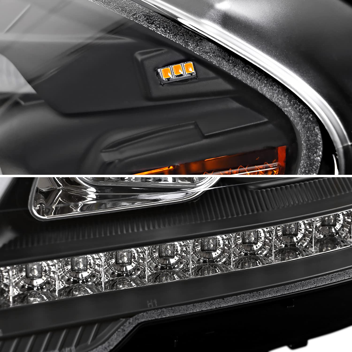 Matte Black SPEC-D TUNING Projector Headlights with LED Sequential Turn Signals Compatible with 2009-2011 Mercedes Benz W164 ML320, Left + Right Pair Headlamp Assembly