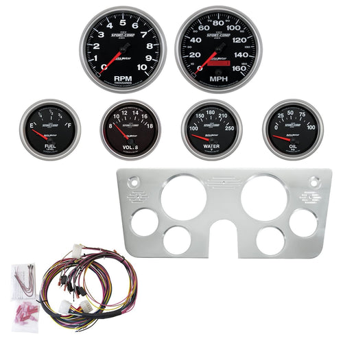 Chevy Truck AutoMeter Direct Fit Dash Kit, 67-72, 2 X 5, 4 X 2-5/8", Sport-Comp Ii (7045-12)
