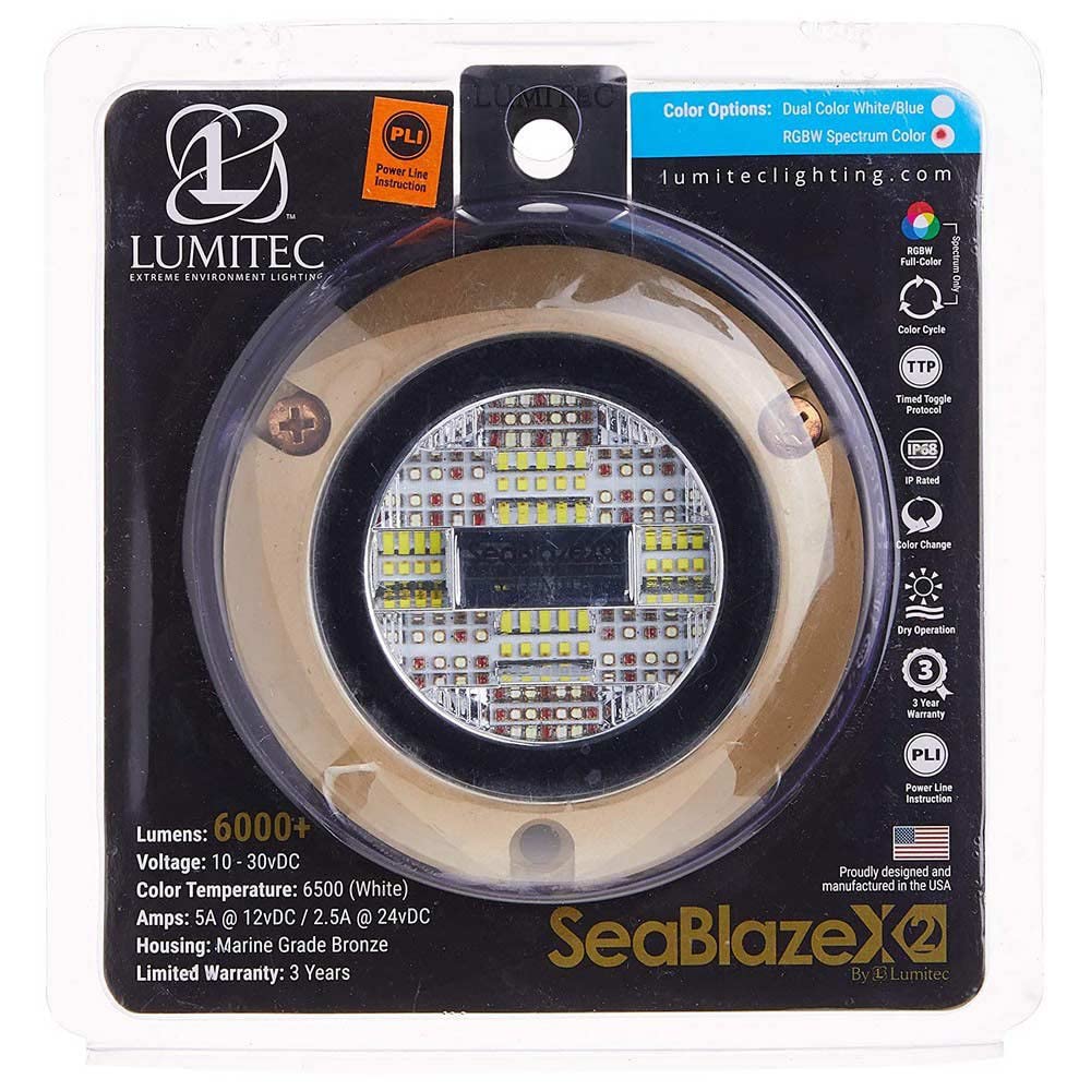 SeaBlaze X2 Lumitec Underwater Light, Bronze, Spectrum RGBW, One Size