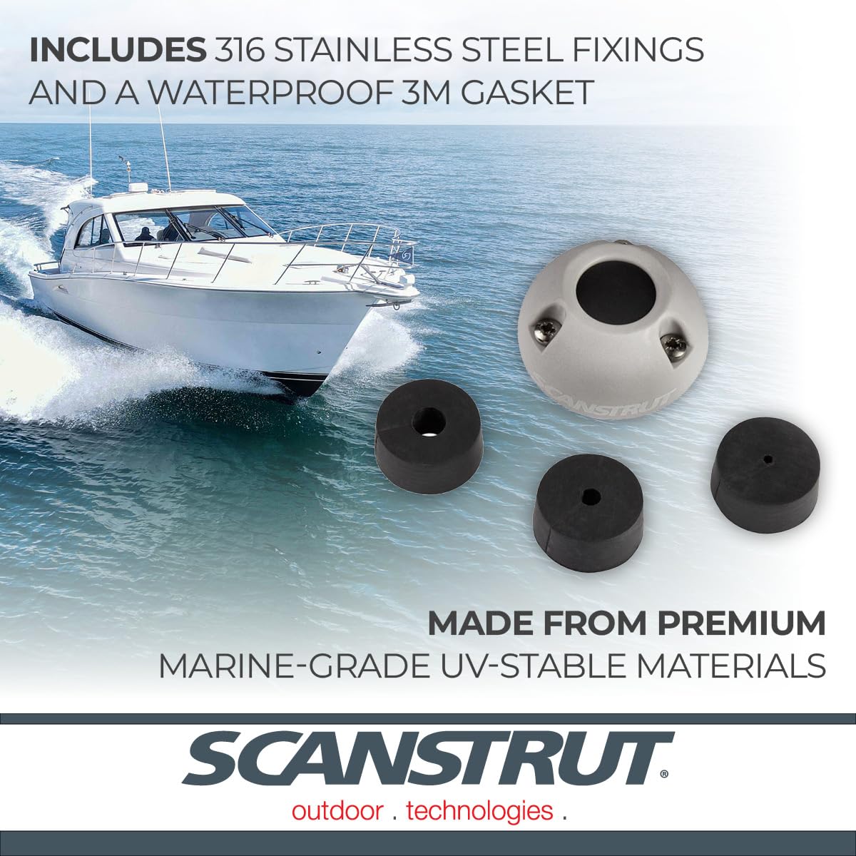 Mini Cable Seal Scanstrut DS16-P for Connectors to 0.63" and Cables 0.08"-0.35" - Plastic