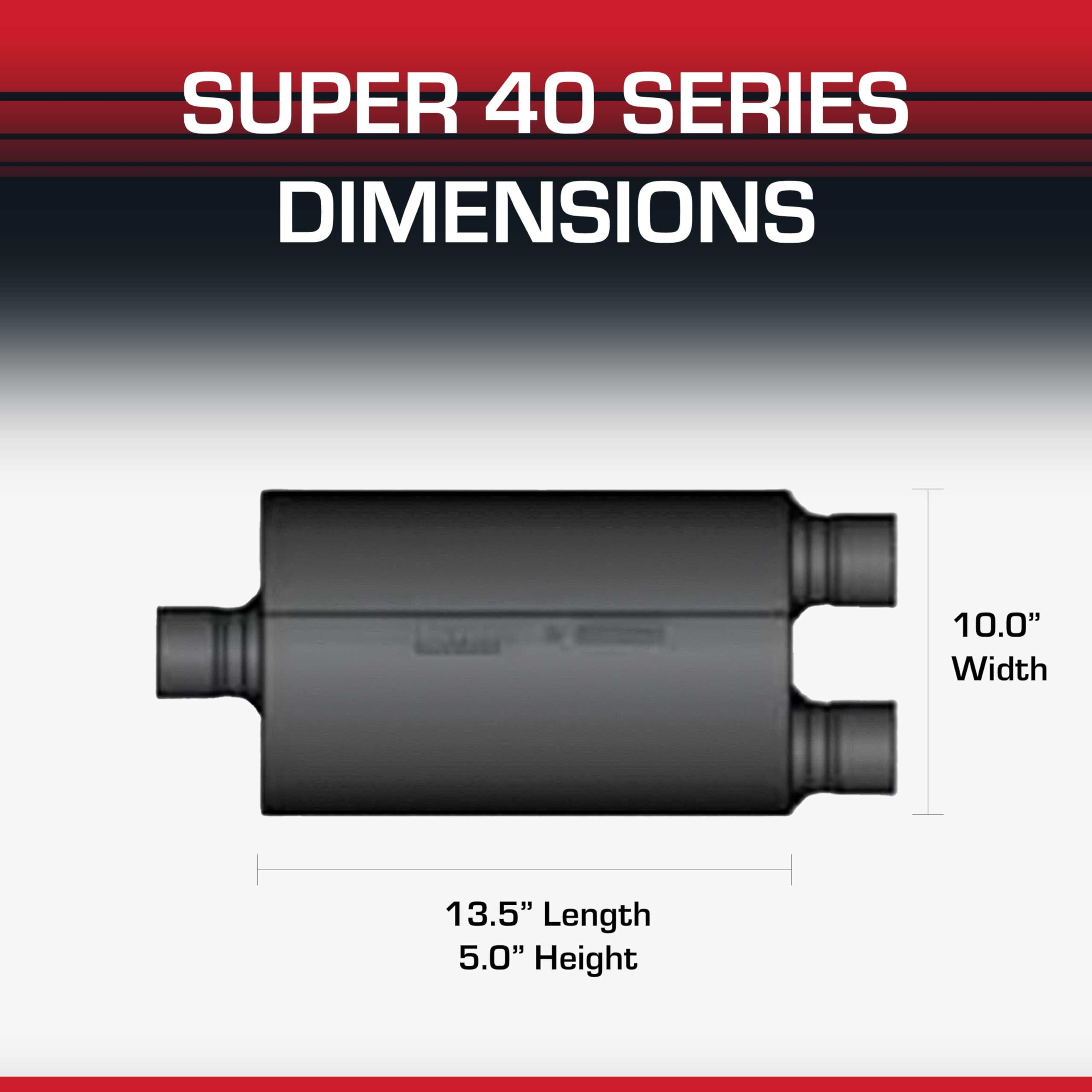 Flowmaster Super 40 Series Muffler Chambered - 2.5" - Dual In/Dual Out - Aggressive Sound - Aluminized Steel - Perfect for Muscle Cars, Lifted Trucks, Street Rods, and High-Torque Builds (9525454)