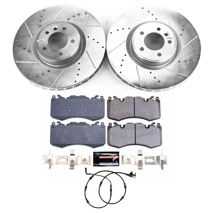 Power Stop K8826 Z23 Daily Driver Carbon-Fiber Ceramic Brake Pads and Drilled and Slotted Rotors Kit For Land Rover Defender, Land Rover Defender, Land Rover Range Rover Sport [Model Specific]