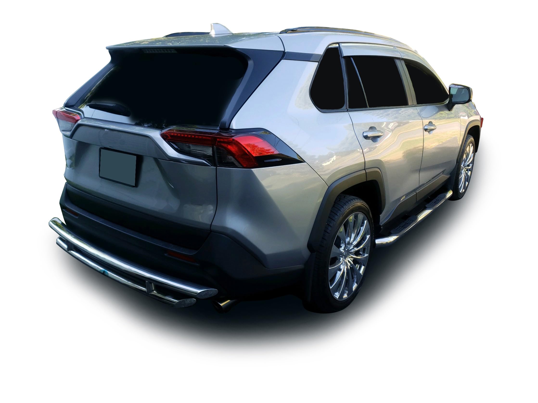 Rear Bumper Guard Black Horse Double Layer Stainless Steel Compatible with 2019-2024 Toyota RAV4|2021-2024 Toyota Venza-8D93947SS-DL