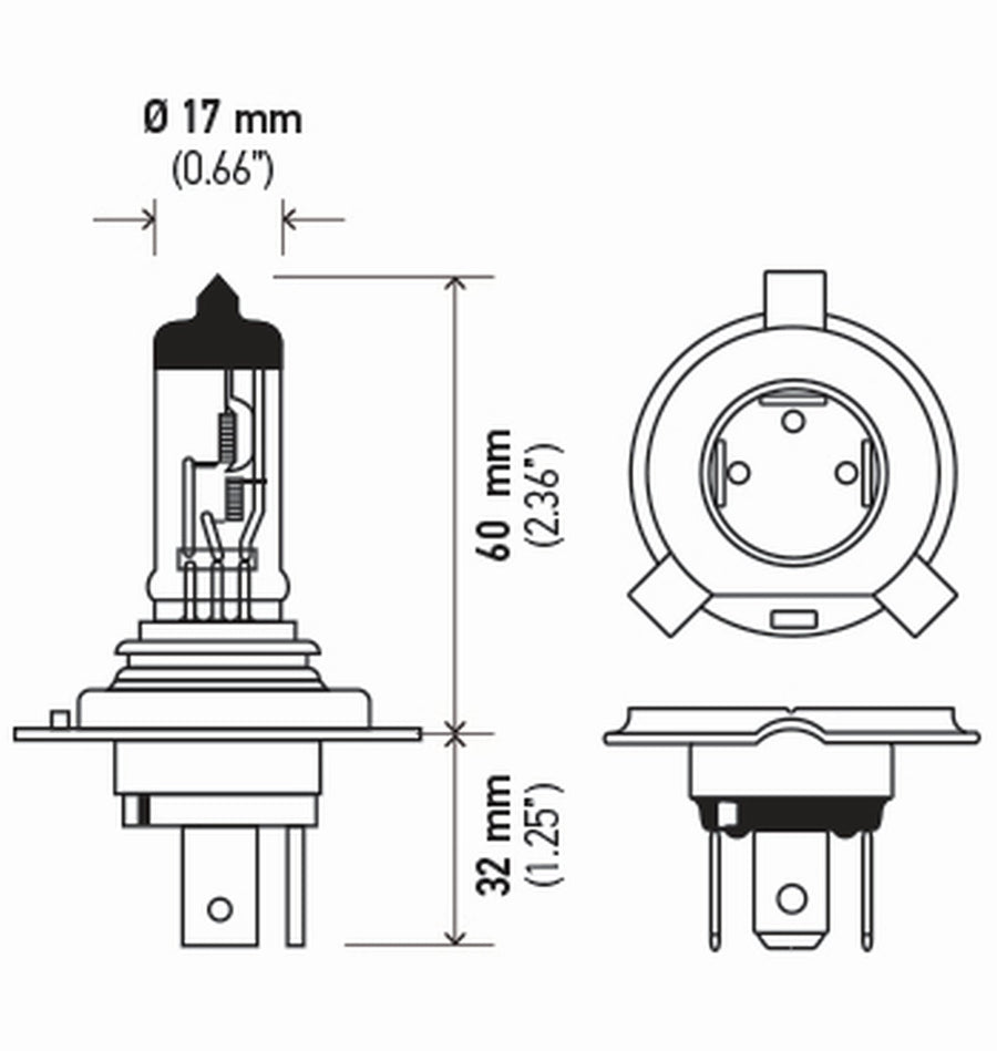 HELLA +50 H4P50 Performance Bulb, 12V, 60/55W