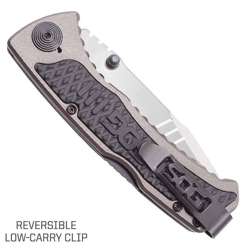 SOG Knives Sideswipe Lockback Grey Anodized Aluminum and GRN Stainless Pocket Knife SW1011-CP