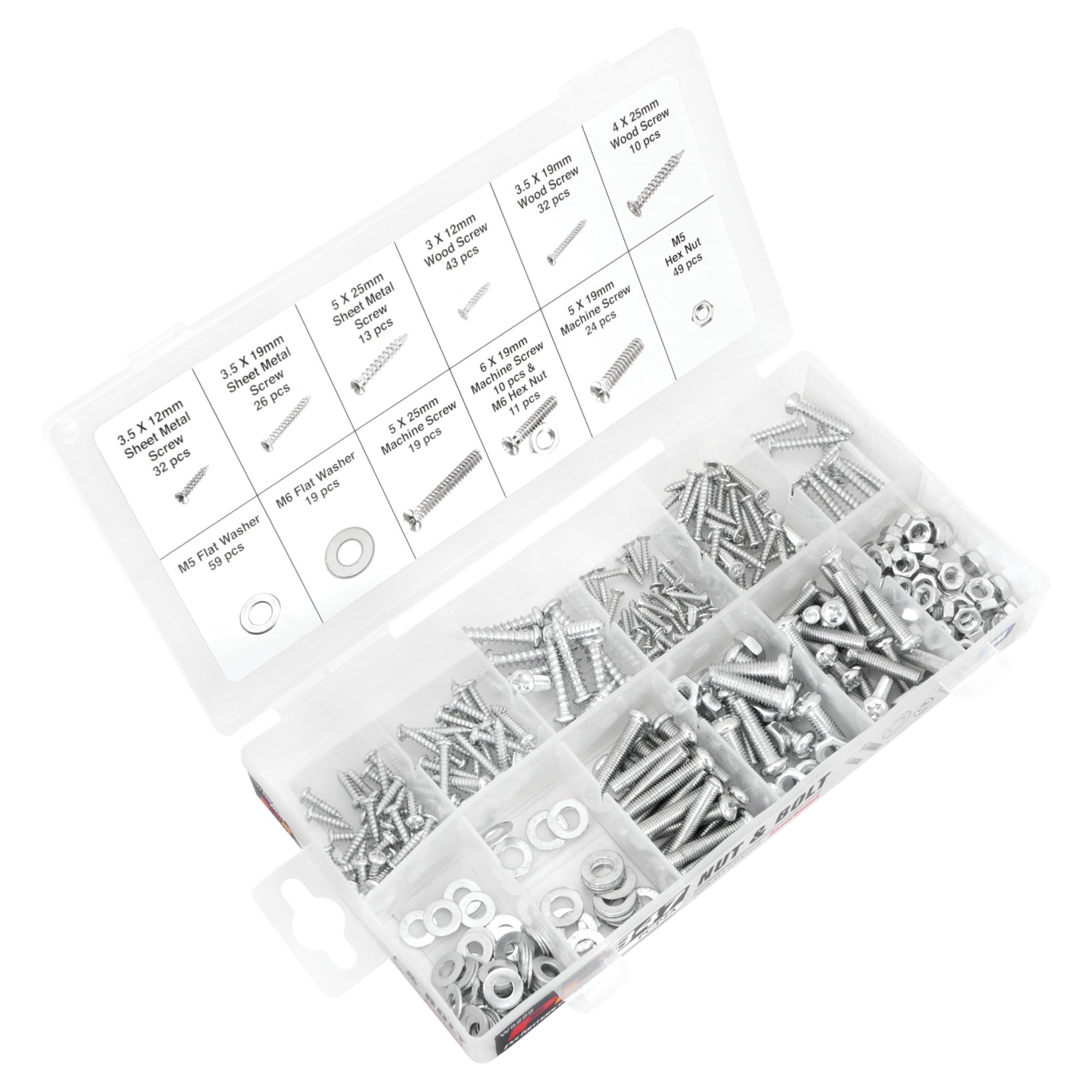 W5222 Performance Tool 347pc Metric Nut Bolt Assortment With Case