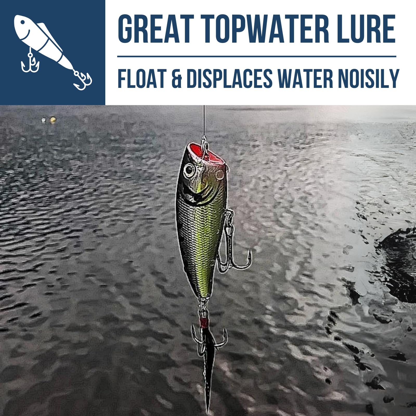 Impact Lunkerhunt Crush | Popper Fishing Lure, Hard Bait Fishing Lure for Bass Fishing | Popping Action to Attract Trout and Pike | Fresh and Saltwater Fishing Lure