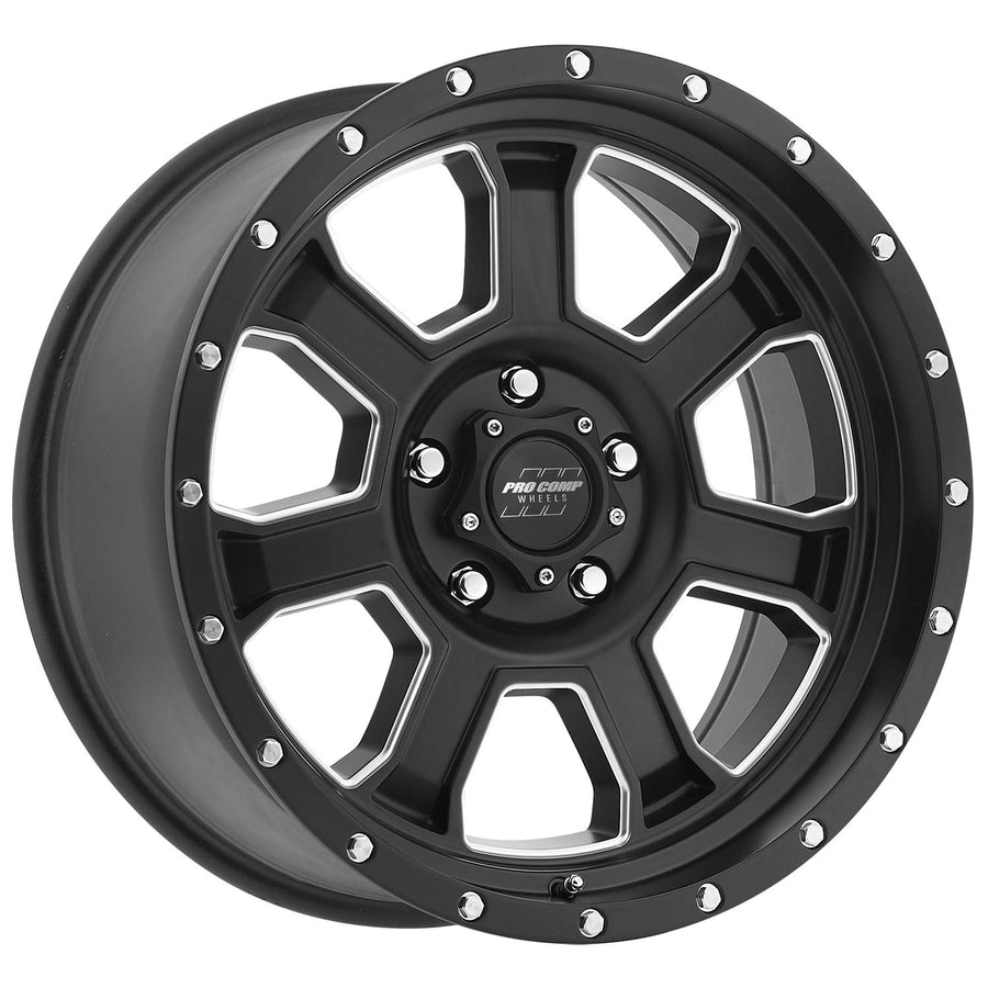 Sledge Series 43 Pro Comp Wheels Satin Black Finish Size 17x9 Bolt Pattern 5x5 in. Back Space 4.75 in. Offset -6 Max Load 2200