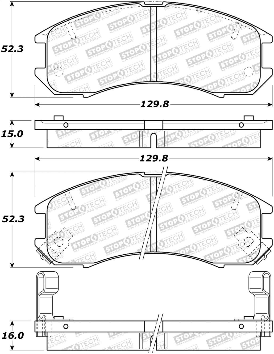 Front StopTech 308.03990 Brake Pads with Shims and Hardware Street