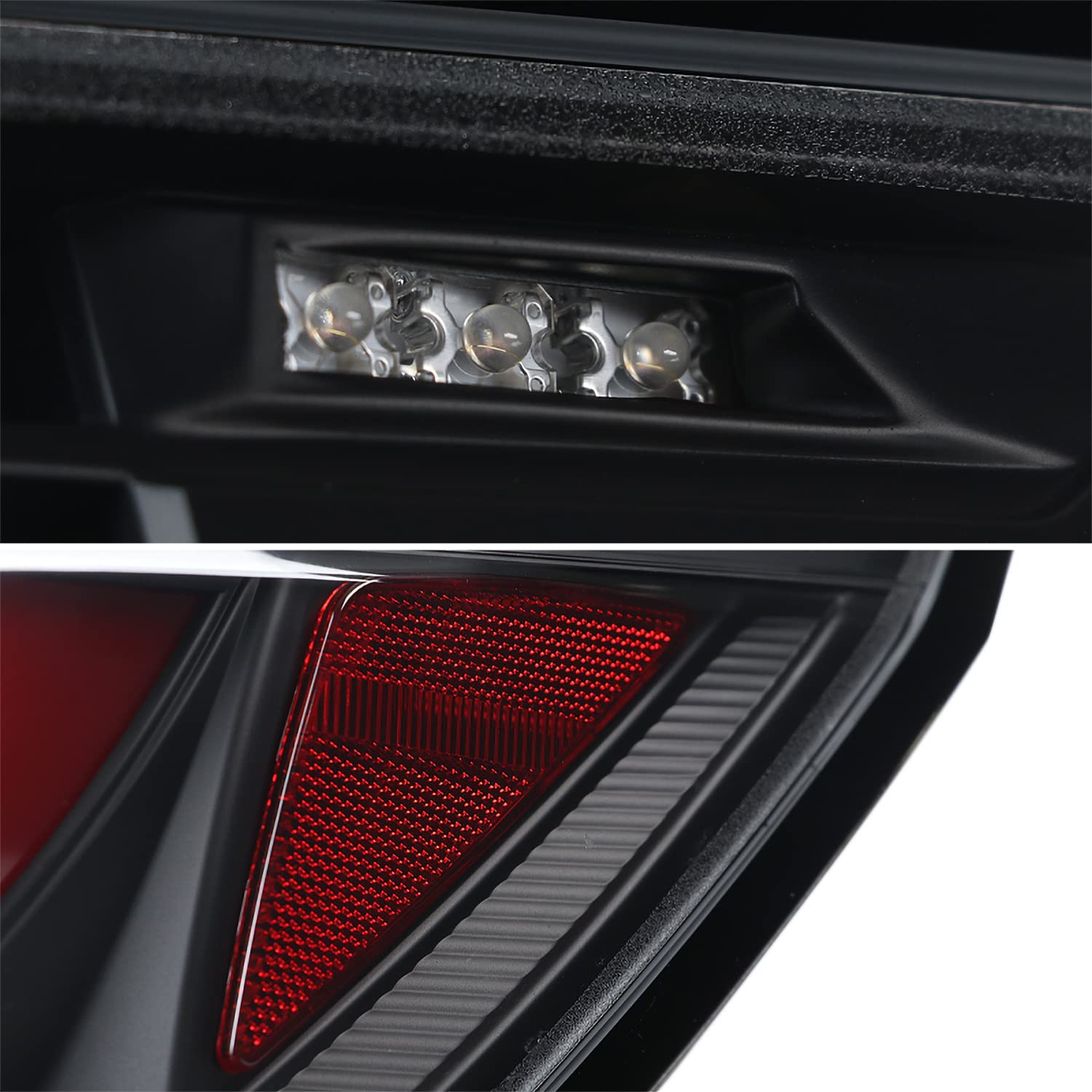Spec-D Tuning Tail Lights Black w/Red LED Bar Compatible with 2004-2007 BMW E60 5-Series 4 Door, Left + Right Pair Assembly