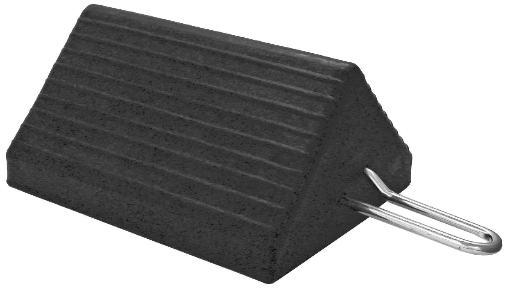 Heavy Duty Buyers Products Rubber Wheel Chock with Handle, 10 x 8 x 5 Inch, Reinforced Oil Resistant Rubber, Easy Access Storage and Usage