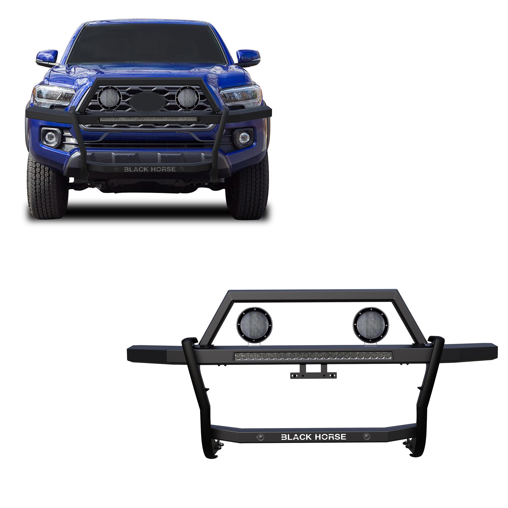 Rambler Black Horse Grille Guard Kit Modular Black Compatible with 2010-2024 Toyota 4Runner-RAGT20-K1PLFB