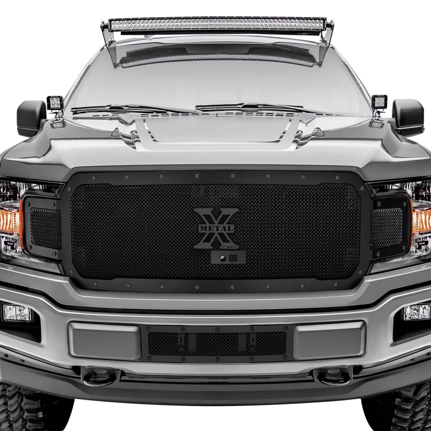 F-150 2018-2020 Stealth X-Metal Grille, Black, 1 Pc, Replacement, Black Studs, Fits Vehicles with Camera - PN #6715791-BR
