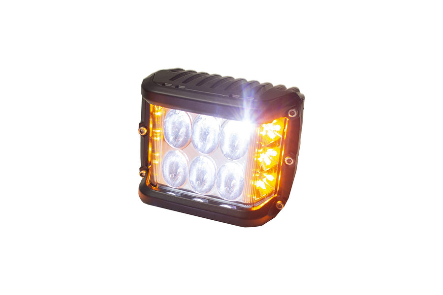 Race Sport RSCSSSK - Side Shooting Dual Function Cube Kit with (2) Side Shooting cubes with Amber Strobing Functions and (1) Harness included with 2 outputs