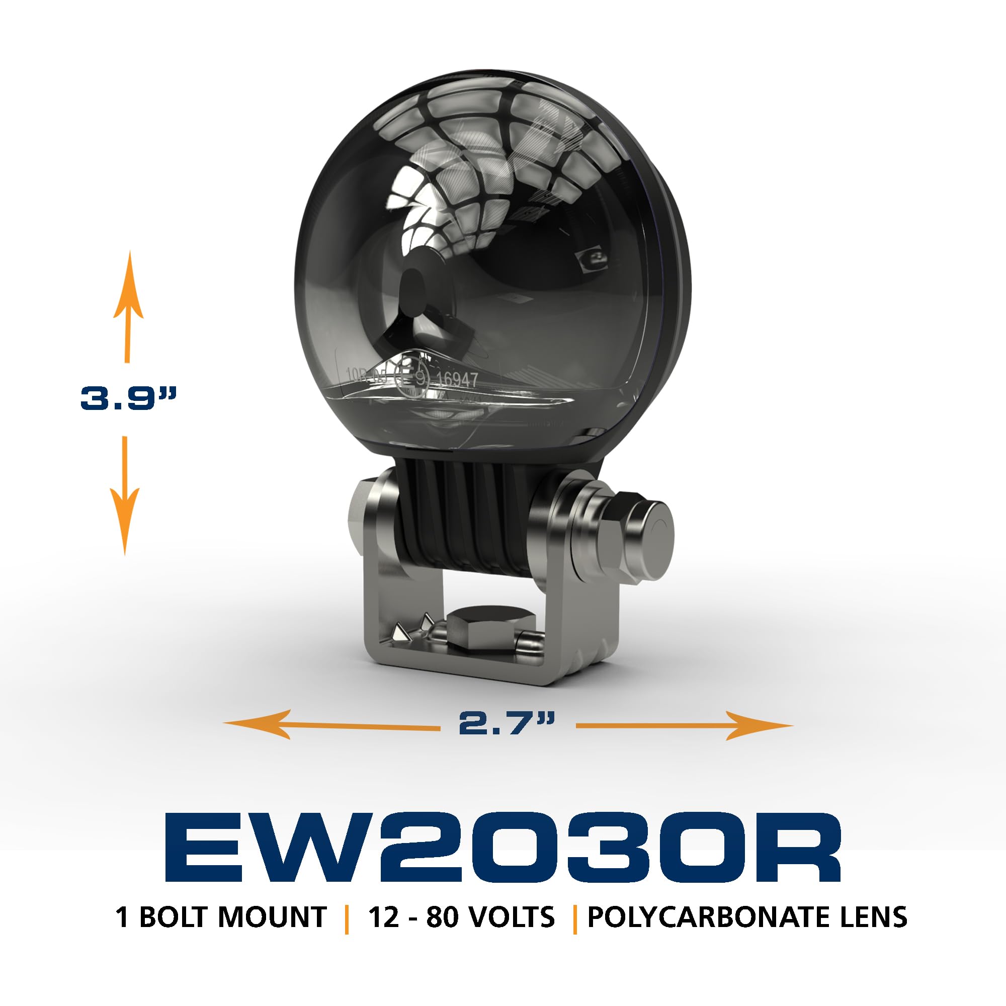 Ecco Work Light EW2030R Round, Arc Boundary Line, 1 Bolt Mount, Red, 12 80 Volt