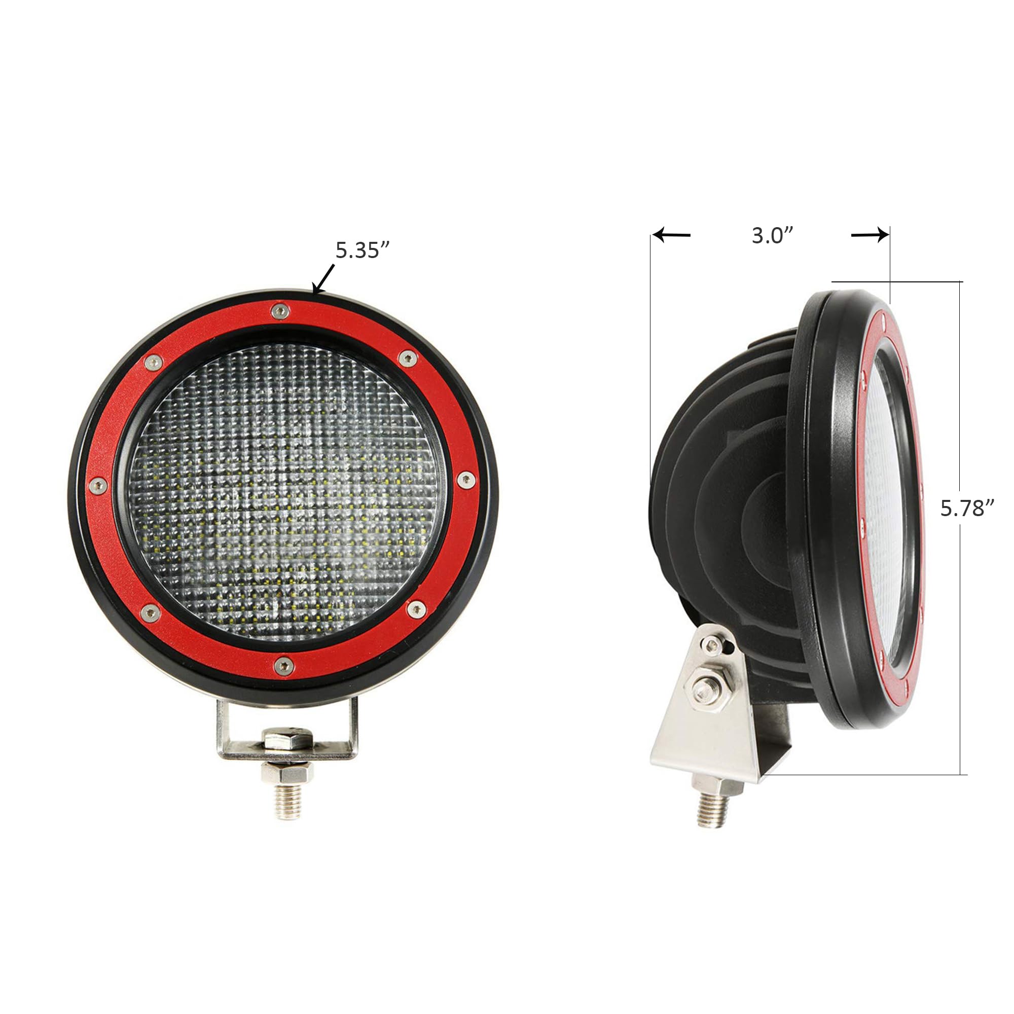 Max Bull Bar Black Horse Incl. Pair of 5.3" Dia.LED Lights w/Red Trim Rings No Skid Plate Stainless Steel Compatible with 1998-2004 Nissan Frontier|2000-2004 Nissan Xterra-MBS-NIB1401-PLFR
