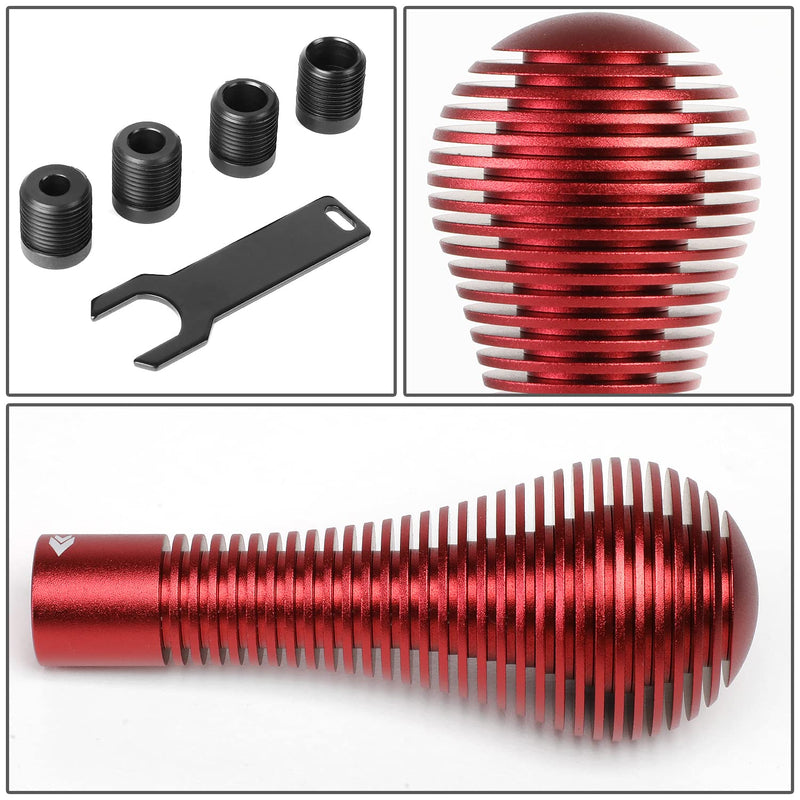 NRG Innovations Universal Aluminum SK-701RD Heat Sink Bubble Head Short Shift Knob with Thread Adapters, 45mm OD x 115m H,Red