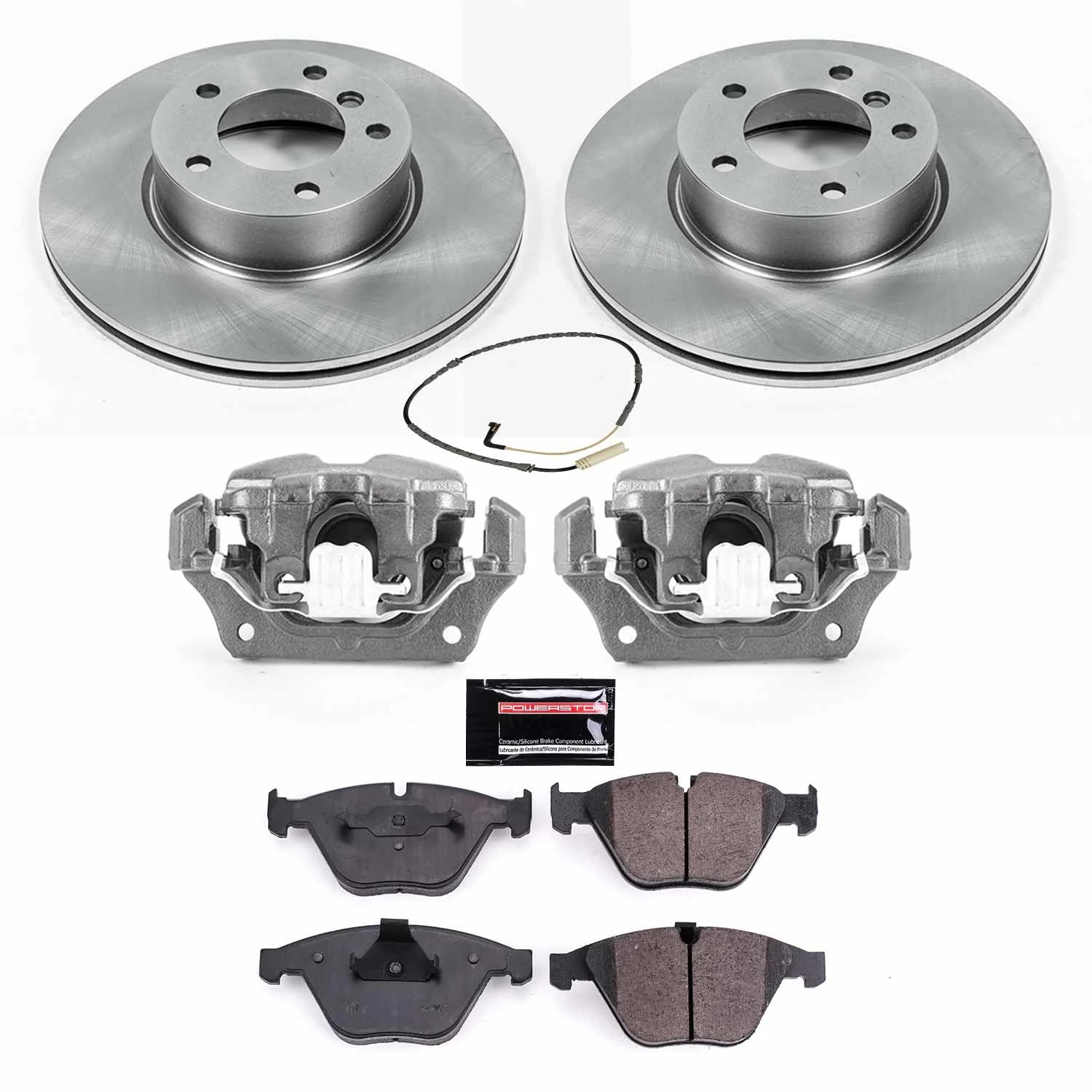 Power Stop KCOE4678 Replacement Autospeciality Front Caliper Kit- OE Rotors, Ceramic Brake Pads, Calipers For BMW 328i xDrive 2009-2010, BMW 328xi 2008 [Model Specific]