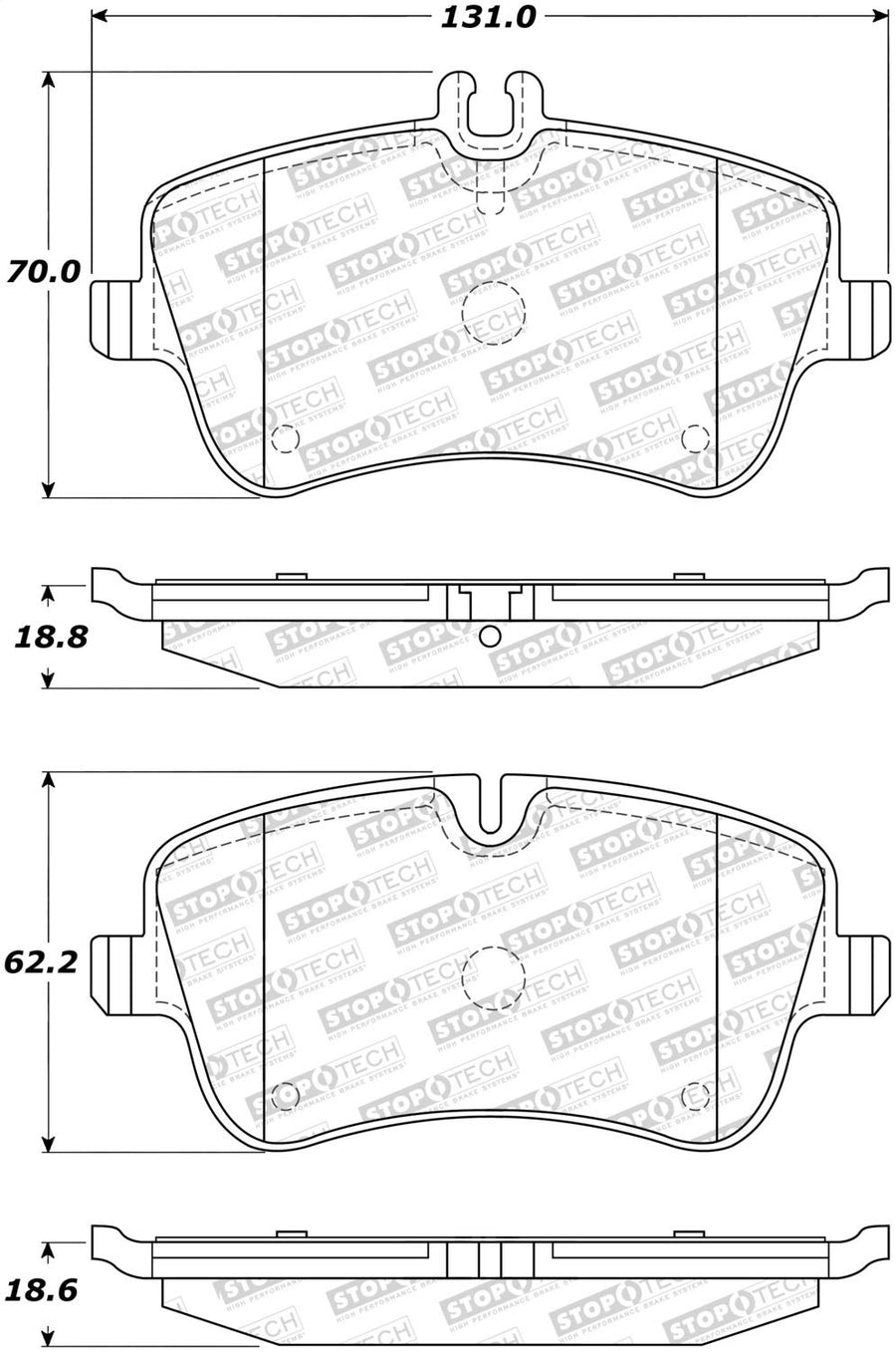 Front StopTech 308.08720 Brake Pads with Shims and Hardware Street