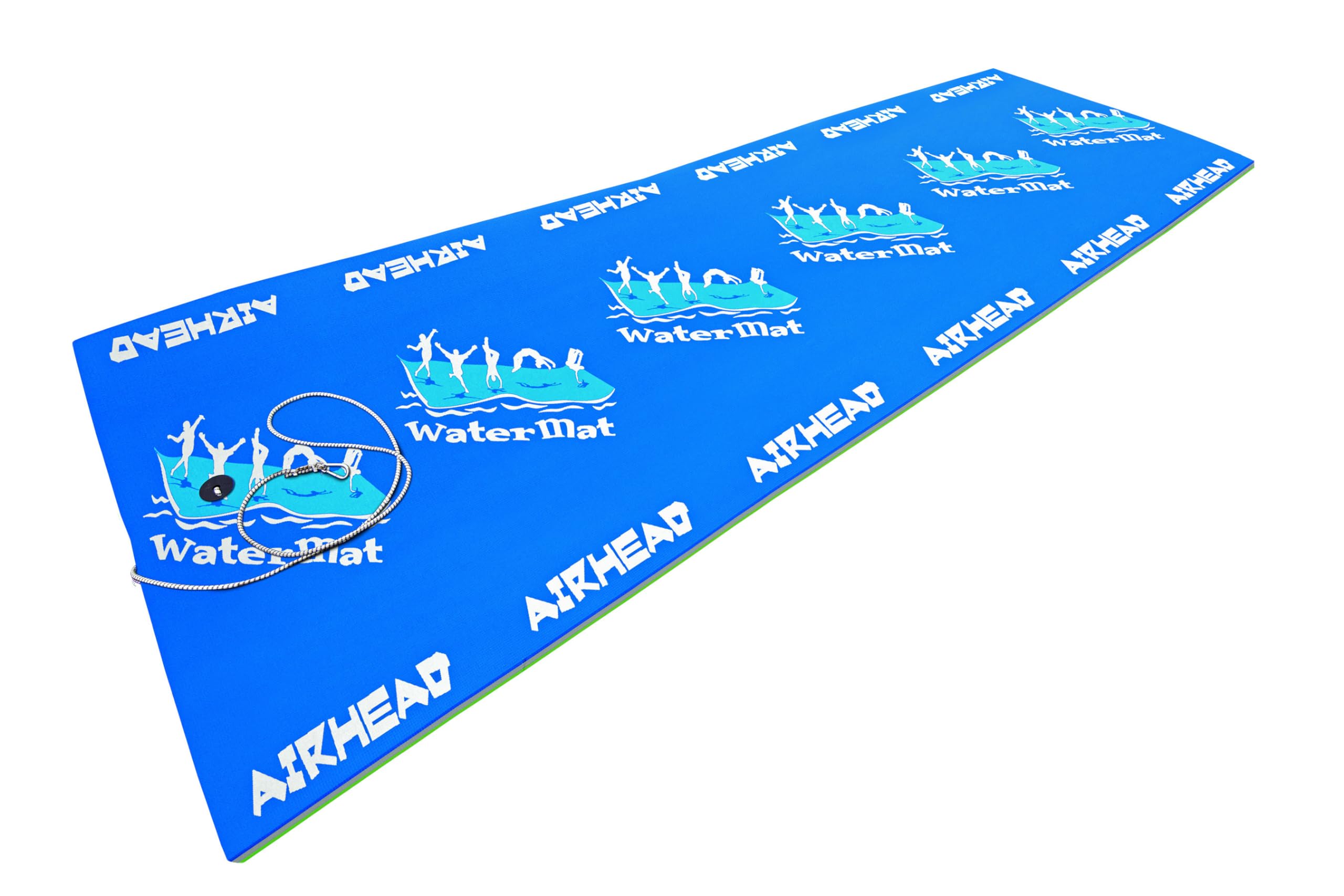 Airhead Watermat Floating, Tear-Resistant XPE Foam Floating Mat for Beach, Ocean, Lake, Green & Blue, 18' x 6' x 2"