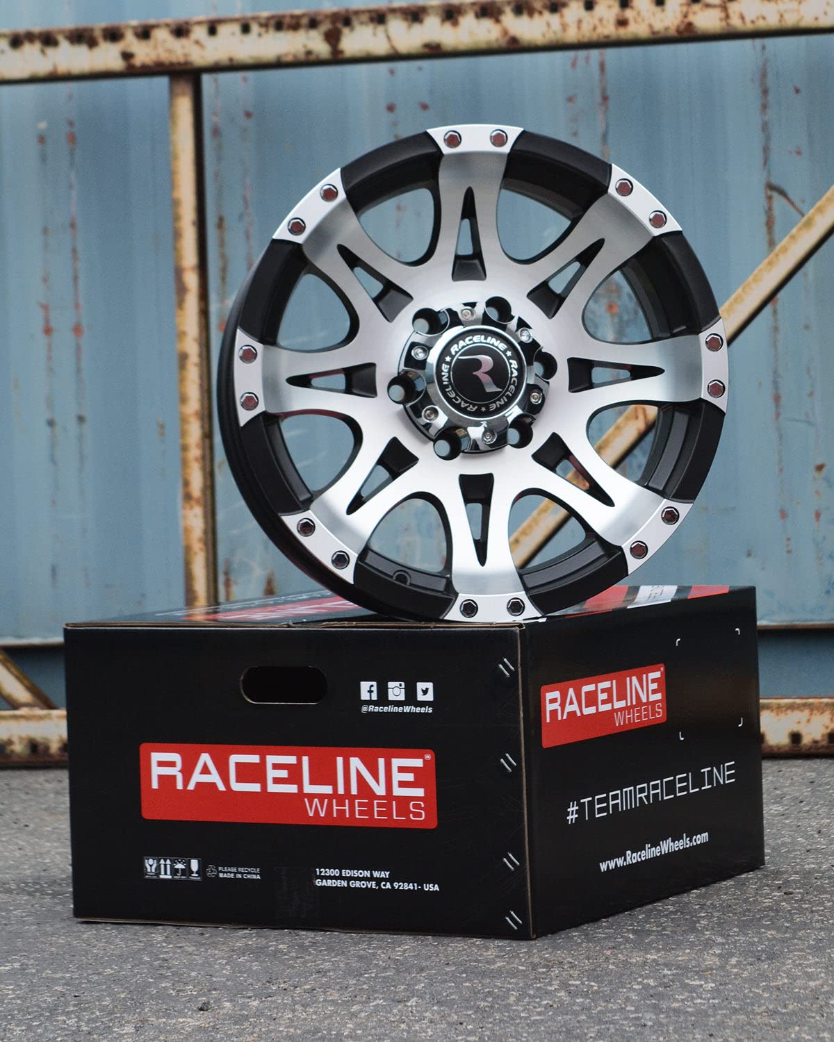 16X8"8X165.1 Bolt Pattern Raceline Wheels 982 RAPTOR Wheel Mirror/Black 0mm Offset/(4.5"B/S) 8 Spoke Aluminum Passenger Car Wheels, Full Size Replacement Black Car Rims