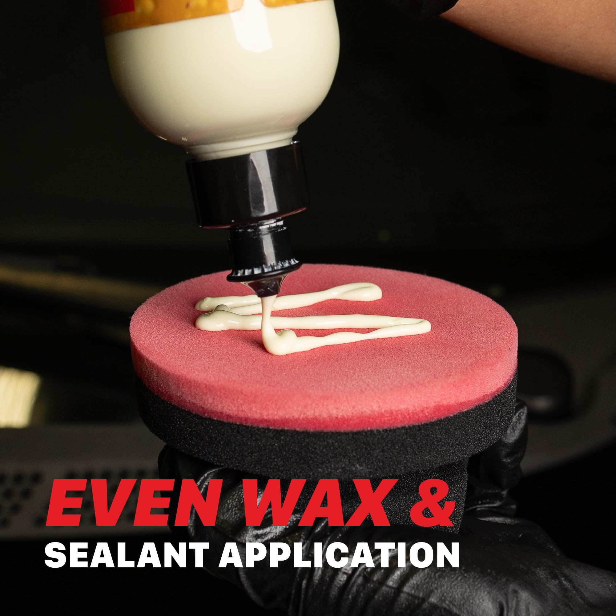 Maxshine Hex Waxing Foam Applicator (Red) | Ultra-Soft Foam Pad with Ergonomic Hex Grip | Scratch-Free Car Wax & Polish Applicator | Lightweight, Washable, Reusable Auto Detailing Tool for Car Care