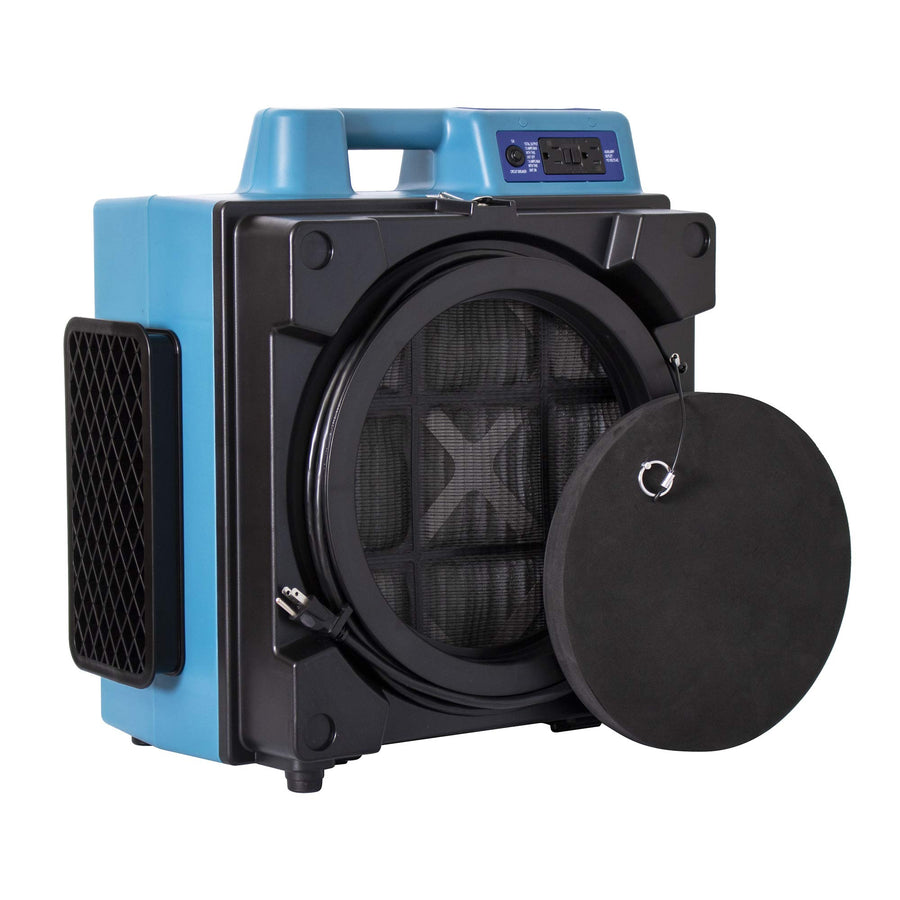 Commercial Air Scrubber XPOWER X-4700AM, Negative Air, 750 CFM, 3-Stage HEPA Filter, Variable Speed, Hour Meter, Daisy Chain, GFCI, Filter Light, Blue