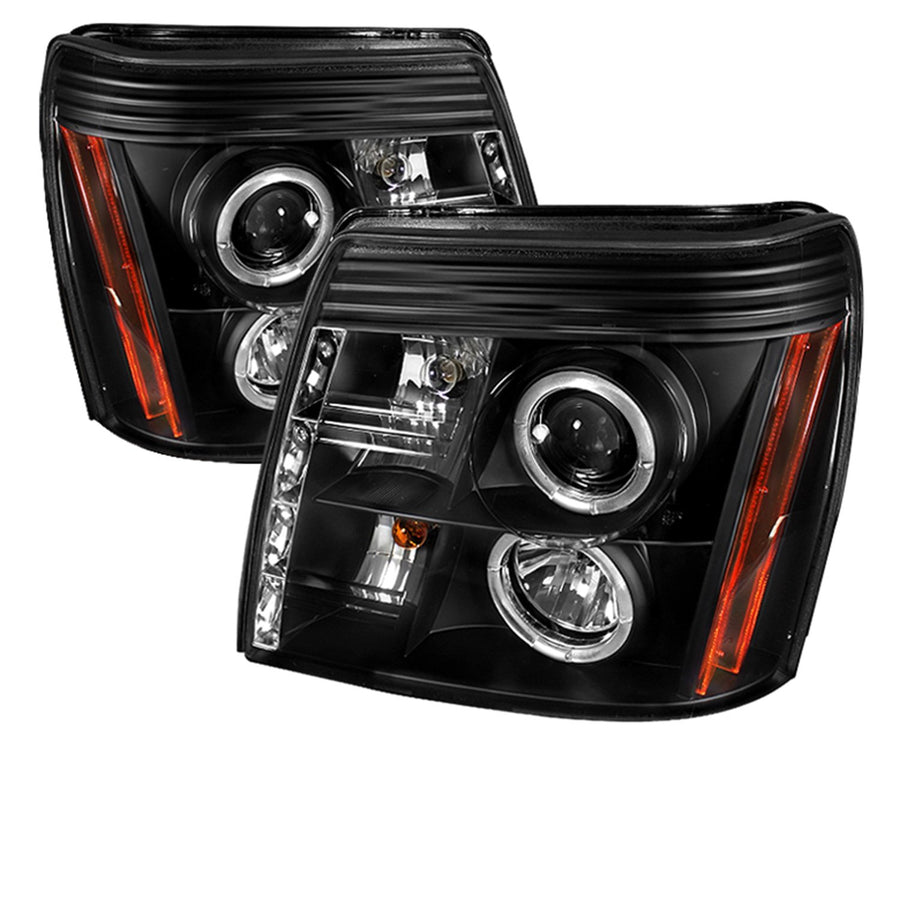 Cadillac Escalade Black HID Type DRL Halo LED Projector Headlight Spyder Auto PRO-YD-CE02-HID-DRL