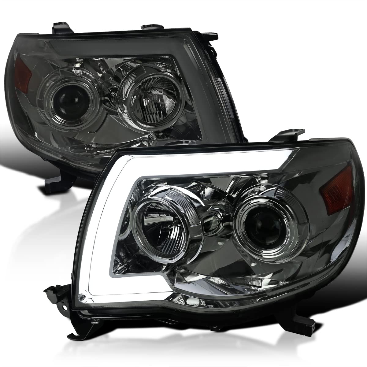 Spec-D Tuning Sequential LED Switchback Signal Smoke Projector Headlights Compatible with 2005-2011 Toyota Tacoma Left + Right Pair Headlamps Assembly