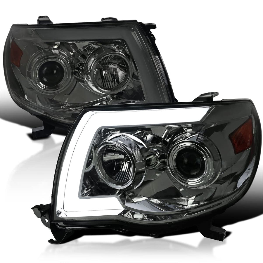 Spec-D Tuning Sequential LED Switchback Signal Smoke Projector Headlights Compatible with 2005-2011 Toyota Tacoma Left + Right Pair Headlamps Assembly