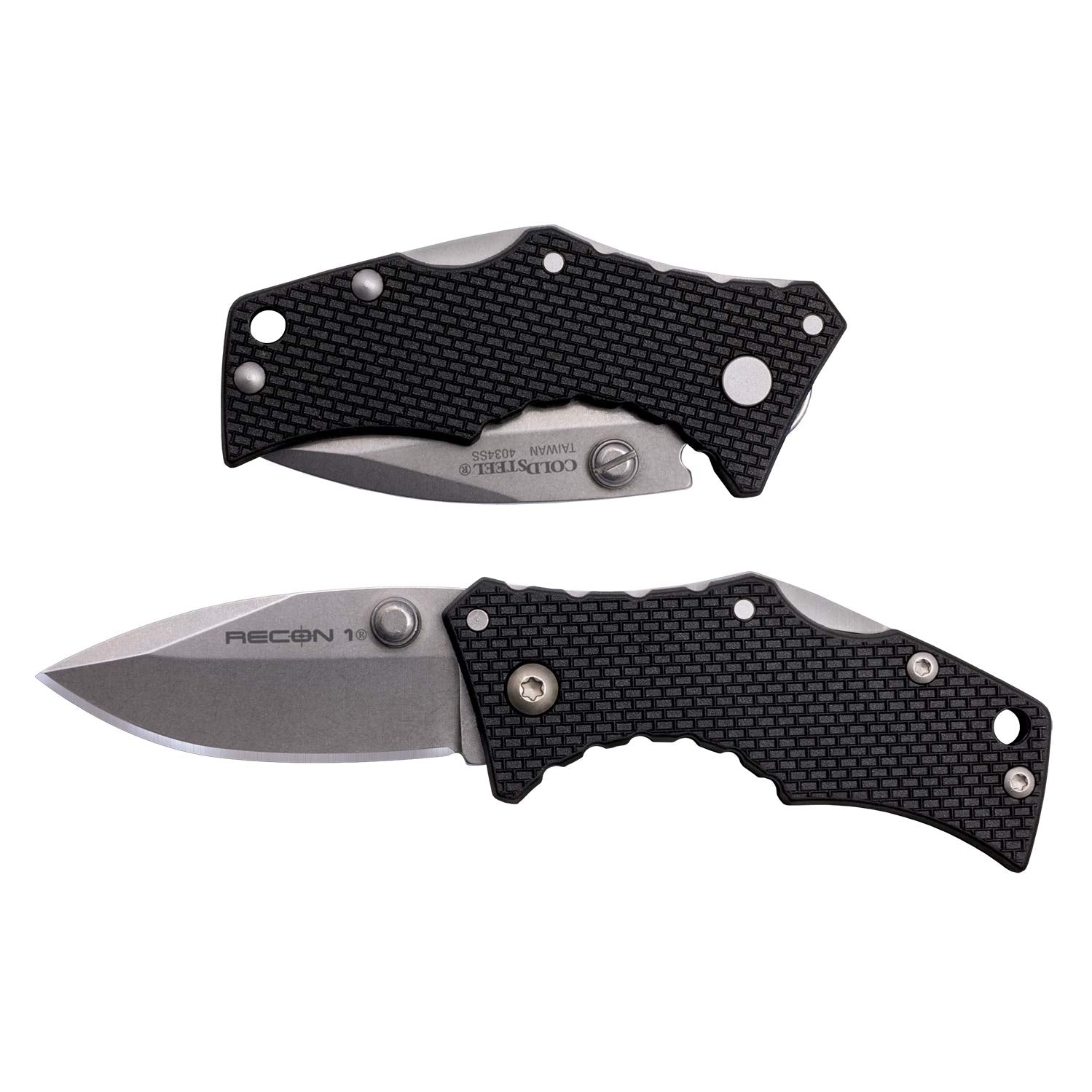 Micro Recon 1 Cold Steel 2" 4034SS Spear Point Blade 2.375" Griv-Ex Handle Folding Knife w/Tri-Ad Lock, Ambidextrous Pocket/Belt Clip
