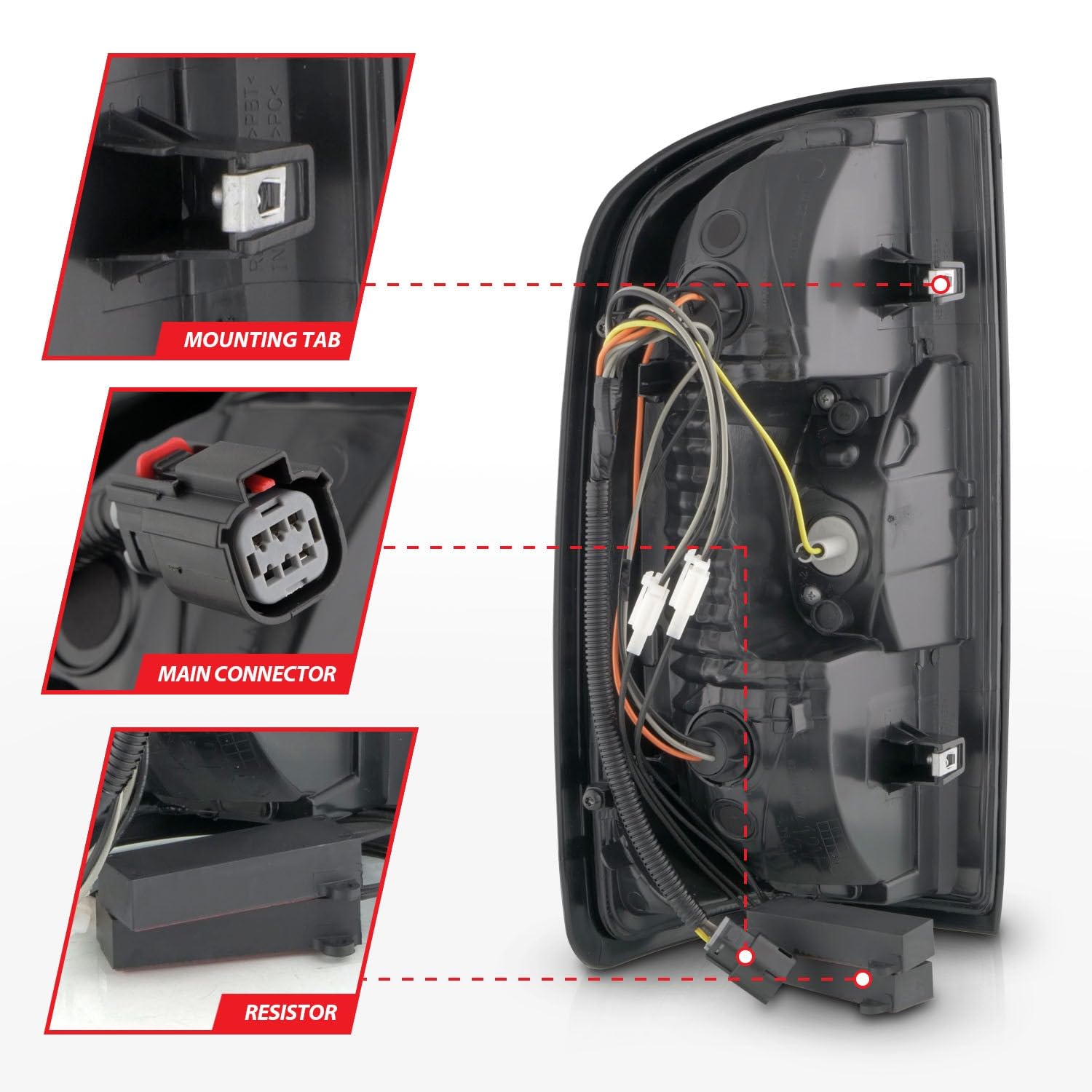 15-21 GMC Canyon ANZO Full LED Taillights w/Red Lightbar Black Housing/Clear Lens